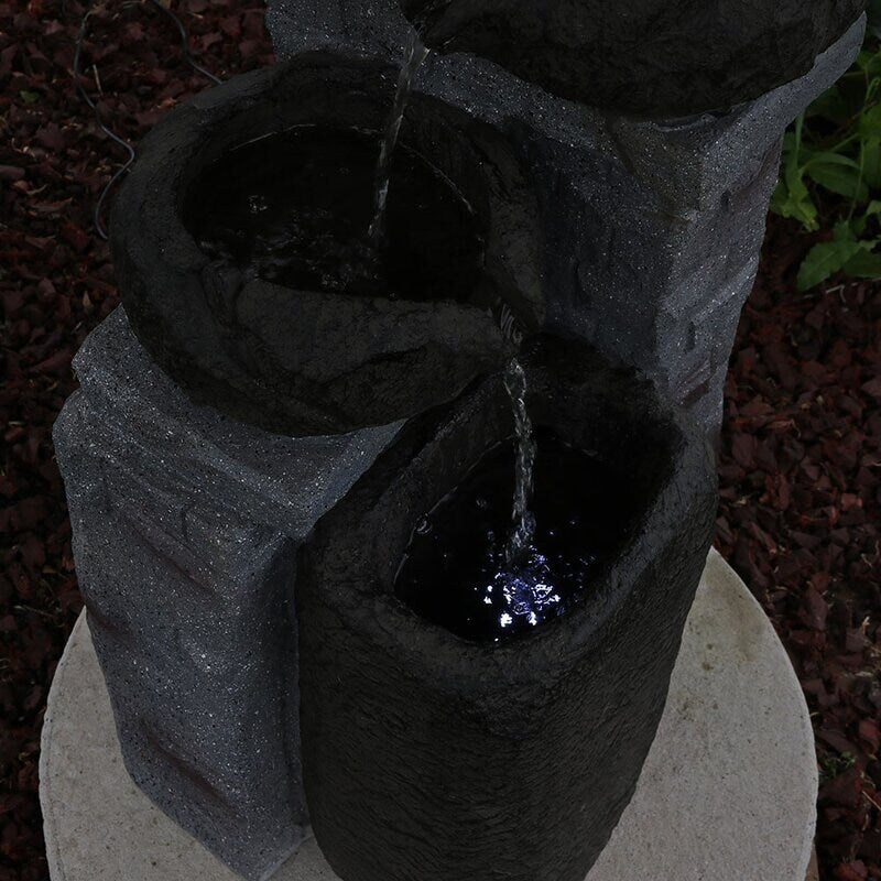 Vega Polystone Solar Fountain with Light Make a Large Statement with Little Effort by Adding This Naturally Carved Water Fountain