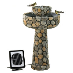 Olivas Resin Solar Cobblestone Water Fountain Give your Garden or Walkway a Touch of Charm with Lovely fountain, A Cobblestone-Inspired