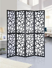 Screen Room Divider 4-panel Offer Your Space a Crisp, Elegant Partition in Grand Style, with this Four-Panel Room Divider - Black