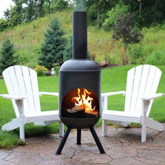 Chiminea Outdoor 60" Wood-Burning Fire Pit Black Steel Outdoor Wood-Burning Chiminea fire pit any Outdoor Space for Instant Cultural Charm