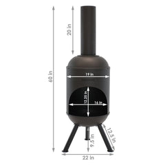 Chiminea Outdoor 60" Wood-Burning Fire Pit Black Steel Outdoor Wood-Burning Chiminea fire pit any Outdoor Space for Instant Cultural Charm