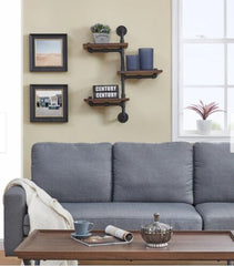 Industrial Rustic Style 3-Tier Vertical Staggered Industrial Rustic Pipe Shelves Bring an Industrial Rustic Vibe to Your Decor