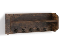 Utility Wall Shelf with Hooks - Aged Wood the decorative Look of This Rustic Utility Wall Shelf Functional and Decorative Hanging