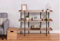 Modern Etagere Wood and Steel 3-shelf Display - Classic Oak Offer Your Space Both Function & Style, With This Charming Three-Shelf Display.