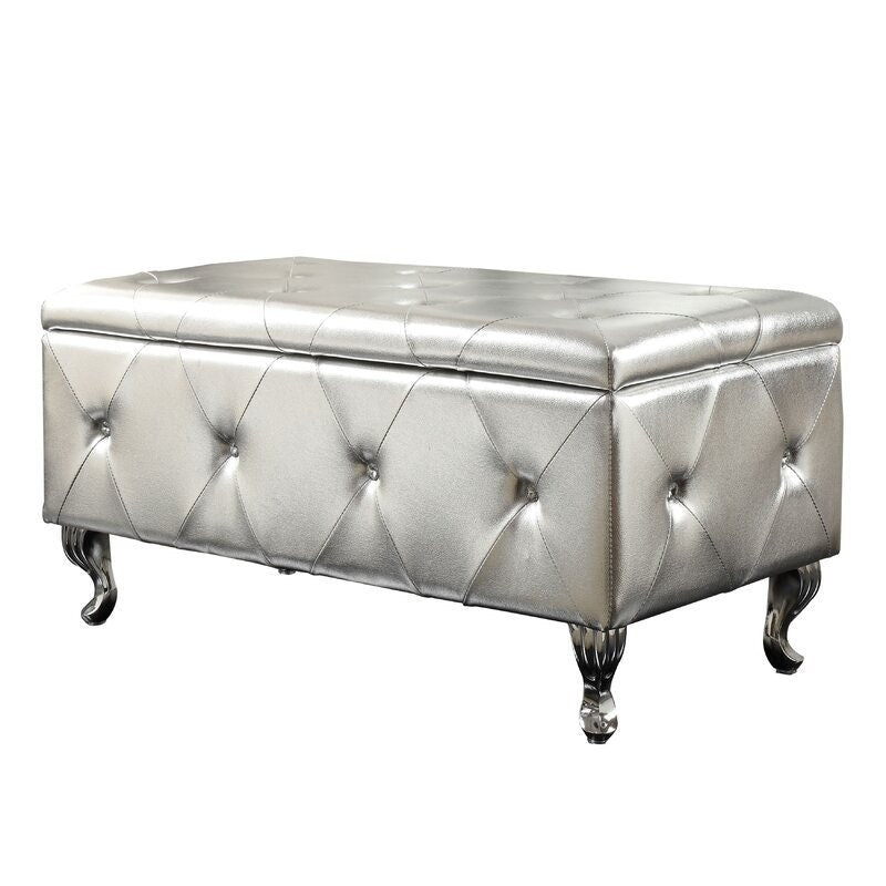 Silver Victoria Faux Leather Flip Top Storage Bench Storage Benches are a Versatile Addition to Any Abode, Sneakily Stow Folded Blankets