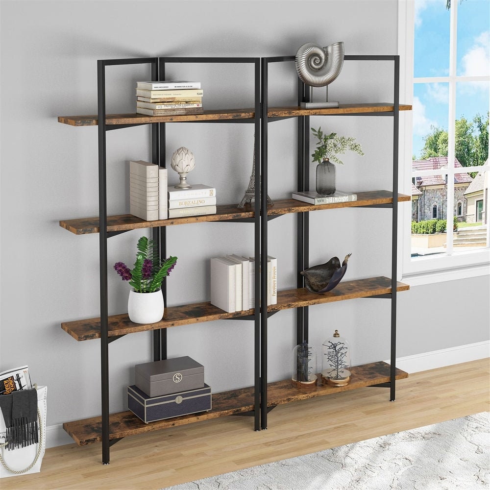 4-Tier Open Bookcases, Folding Etagere Bookshelf, Display Shelves Organizer Give you a Spot to Prep in Upscale Style