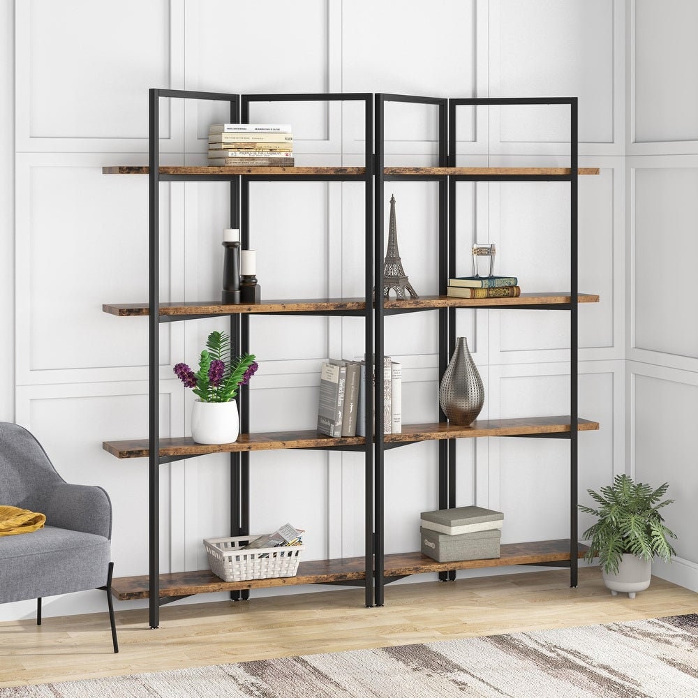 4-Tier Open Bookcases, Folding Etagere Bookshelf, Display Shelves Organizer Give you a Spot to Prep in Upscale Style