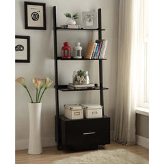 Copper Grove Helena Ladder Bookcase with File Drawer - Espresso Display Your Book and Plant Collection With This Unique Ladder
