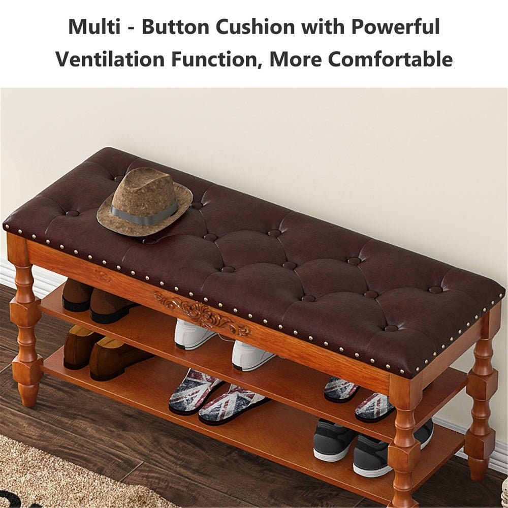 Solid Wood Shoe Bench Entryway Bench with Lift Top Walnut The Hallway Bench Has A Soft Feel and Comfortable Sitting Elegant and Gorgeous