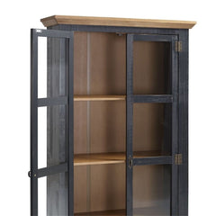 Accent Cabinet with Glass Doors Black Golden Oak Offers Spacious Shelving that Fit Many Different Places 3 Fixed Shelves 2 Glass Doors