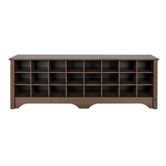 Rich Espresso 24 Pair Shoe Storage Cubby Bench, Multiple Finishes Multi-Compartment Shoe Storage Bench. 24 Open Cubbies Hold your Sneakers