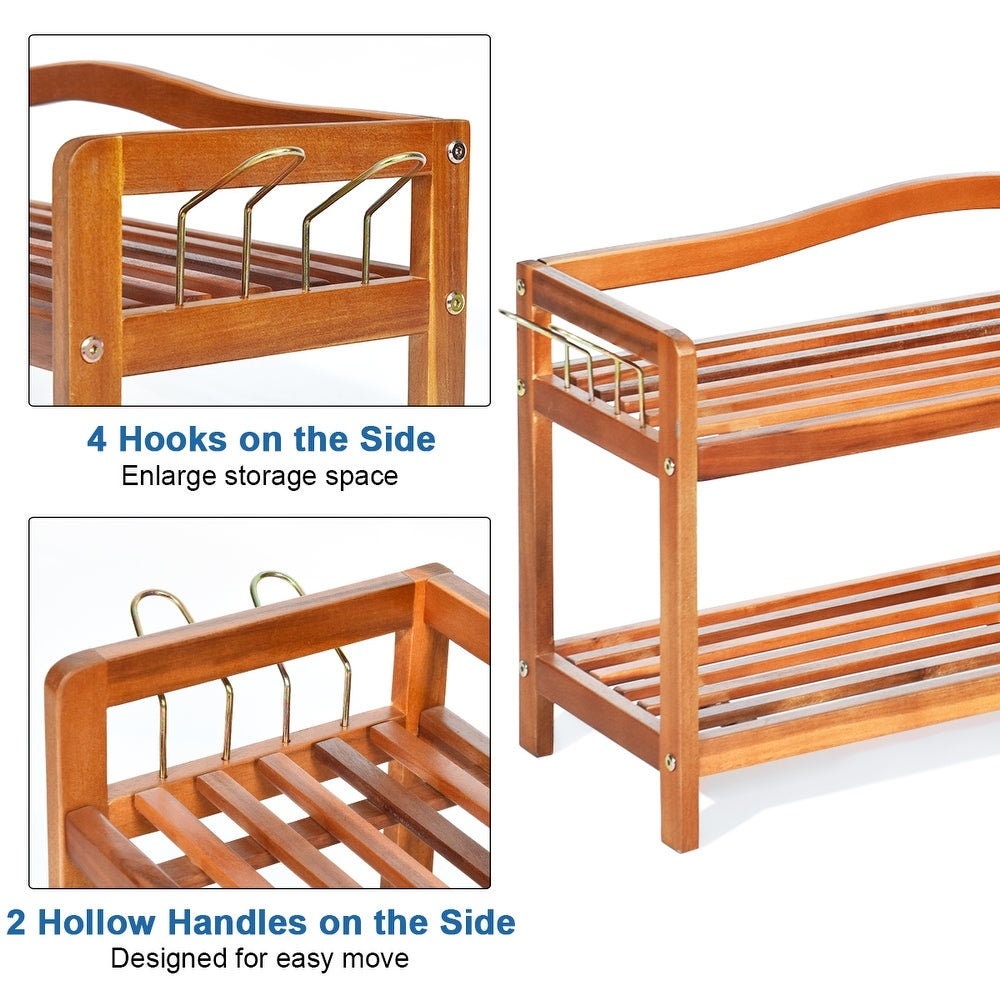2-Tier Wood Shoe Rack Freestanding Shoe Storage Organizer This Shoe Rack is A Great Addition for Nearly Any Home As A Simple Home Storage
