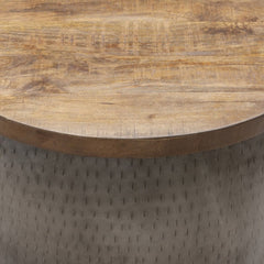 Iron Storage Drum Perfect for Extra Blankets, Pillows or Rogue Remote Controls for Extra Storage Coffee Tables, End Tables, Side Tables