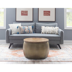 Iron Storage Drum Perfect for Extra Blankets, Pillows or Rogue Remote Controls for Extra Storage Coffee Tables, End Tables, Side Tables