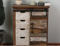Rustic Sliding Door Wood Cabinet Declutter and Organize While Adding A Rustic Touch to your Space with this Four-Drawer Cabinet