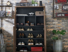 8-shelf Shoe Cabinet - Reclaimed Oak 4 Enclosed Shelves and 3 Storage Cubbies Enclosed Shelving Has 3 Adjustable Panels 1 Upper, Open Shelf