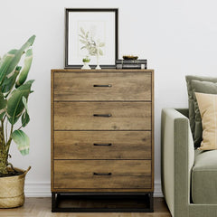 Rustic Brown Scot 4 Drawer Chest Perfect Addition for your Living Space, Which Can Provide More Vertical Storage Space