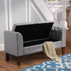 Flip Top Storage Bench The Bench is Stable with Solid Wood Legs and 400lbs weight Capacity Curved Arms Bench Any Living Space or Bedroom