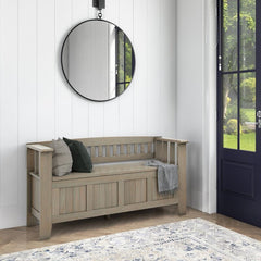 Solid Wood Flip Top Storage Bench Lift Bench Lid Opens Using Safety Hinges to Expose 2 Large Internal Storage Compartments