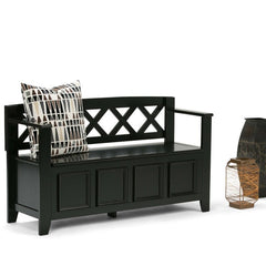 Black Flip top Storage Bench Added Storage and Seating for your Entryway or Mudroom Dual Storage Compartment