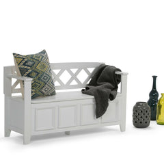 White Flip top Storage Bench Added Storage and Seating for your Entryway or Mudroom Dual Storage Compartment