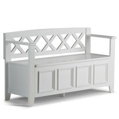 White Flip top Storage Bench Added Storage and Seating for your Entryway or Mudroom Dual Storage Compartment
