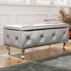 Faux Leather Flip Top Storage Bench Storage Benches Addition to Any Abode. Not Only Do They Offer Space to Sneakily Stow Folded Blankets