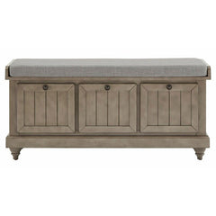 Antique Gray Hemmer Upholstered Flip Top Storage Bench Pulling Double Duty As A Sitting and Storage Area for your Entryway or Bedroom