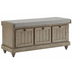 Antique Gray Hemmer Upholstered Flip Top Storage Bench Pulling Double Duty As A Sitting and Storage Area for your Entryway or Bedroom
