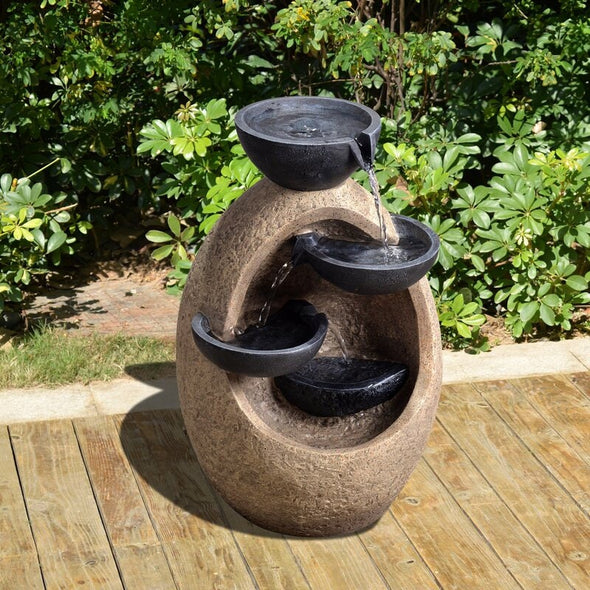 Resin Outdoor Tiered Bowls Fountain Freshen up Landscape and Patio Areas with Our Decorative Garden Water Fountain Design