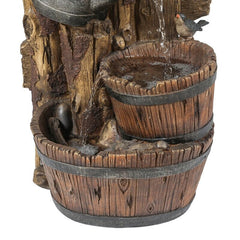 Resin Bird House Post and Water Can Patio Fountain Give your Garden or Patio A Rustic Touch with this Farmhouse Themed Outdoor Fountain