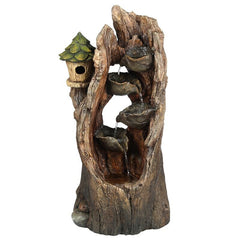 Resin Hollow Tree Fountain with LED Light Give your Garden Or Patio A Rustic Touch with this Birdhouse and Tree Stump Outdoor