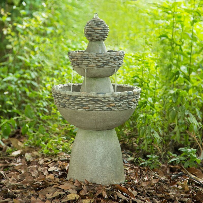 Resin Zen 3 Level Fountain Provides a Tranquil and Soothing Addition to your Porch, Backyard, or Sunroom. Featuring A Timeless, 3-Tier