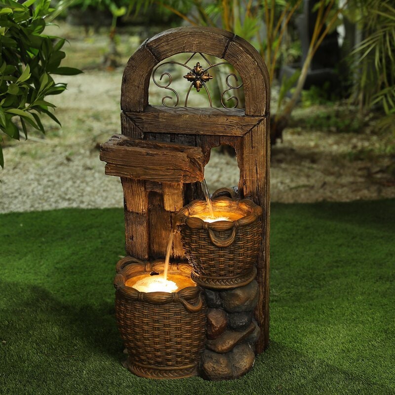 Resin Arch Window Baskets Outdoor Fountain Perfect for Outdoors The Sound and Sight of Bubbling Water is Sure to Help Tie the Serene Garden