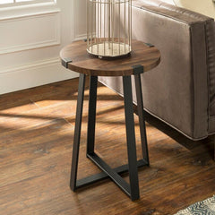 Dark Walnut Enrique Cross Legs End Table From Modern Farmhouse To Urban Industrial, This Side Table is A Perfect your Living Room