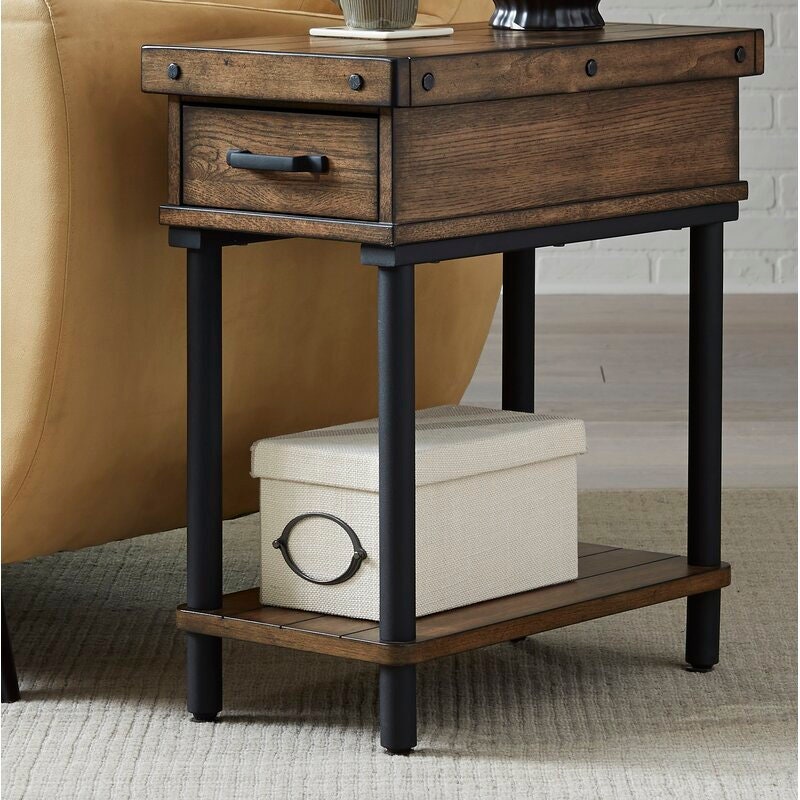 End Table with Storage The Lower Slat-Style Shelf is Great for Magazines and Accent Pieces, While the Surface is Perfect Placing Down A Book