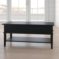 Black 4 Legs Coffee Table with Storage Keep your Entertainment Essentials Nearby on the Coffee Table Offers Plenty of Room