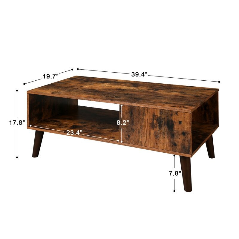 Rustic Brown 4 Legs Coffee Table with Storage Perfect for your Living Room for your Home Office