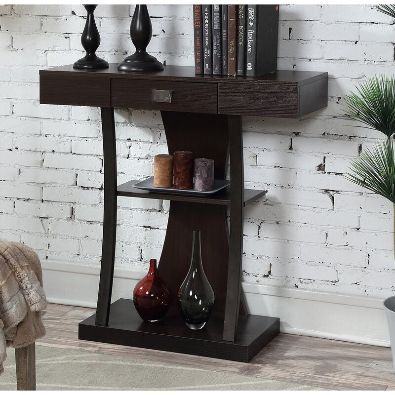 Console Table Add Contemporary Style to your Entryway or Hallway 3 Tiers of Shelving and 1 Drawer on Smooth Roller Slides