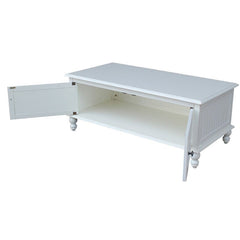 Beach White Solid Wood Coffee Table with Storage Perfect for Space Saving Great for your Living Room