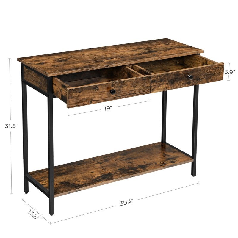 Console Table More Drawers Easy to Store your Keys, Mail, and Wallets. 2 Extra Drawers Under the Tabletop Give you Room to Hide