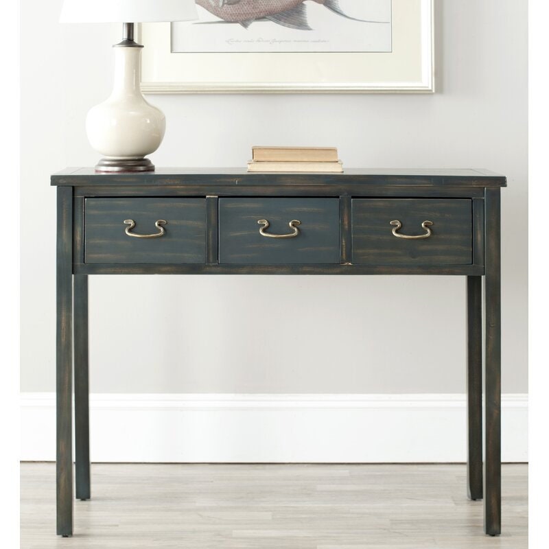 Solid Wood Console Table Give Any Odds and Ends Strewn About your Entryway Three Drawers On Wooden Glides Provide Out
