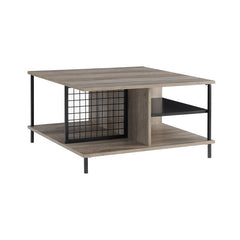 Gray Wash 4 Legs Coffee Table with Storage 360 Degrees of Open Storage for Display Space Provides All the Room you Need your Favorite Games