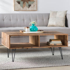 Lend your Living Room A Modern Look with A Dash of Rustic Charm Coffee Table Two Open Cubbies Provide A Place for Magazines, Books