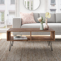 Lend your Living Room A Modern Look with A Dash of Rustic Charm Coffee Table Two Open Cubbies Provide A Place for Magazines, Books