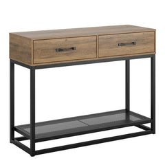Rustic Brown Console Table Additional Space to Place Ornaments, and More. This 2-Tier Rectangular Sofa Table Can Decorate your Entryway