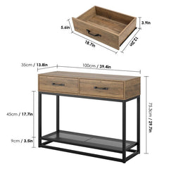 Rustic Brown Console Table Additional Space to Place Ornaments, and More. This 2-Tier Rectangular Sofa Table Can Decorate your Entryway