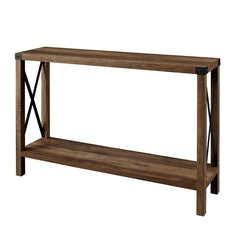Reclaimed Barnwood Console Table Bring A Refined Rustic Style to Your Space with This Console Table X-Frame Sides Open Lower Shelf