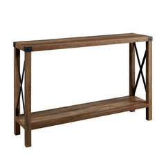 Reclaimed Barnwood Console Table Bring A Refined Rustic Style to Your Space with This Console Table X-Frame Sides Open Lower Shelf