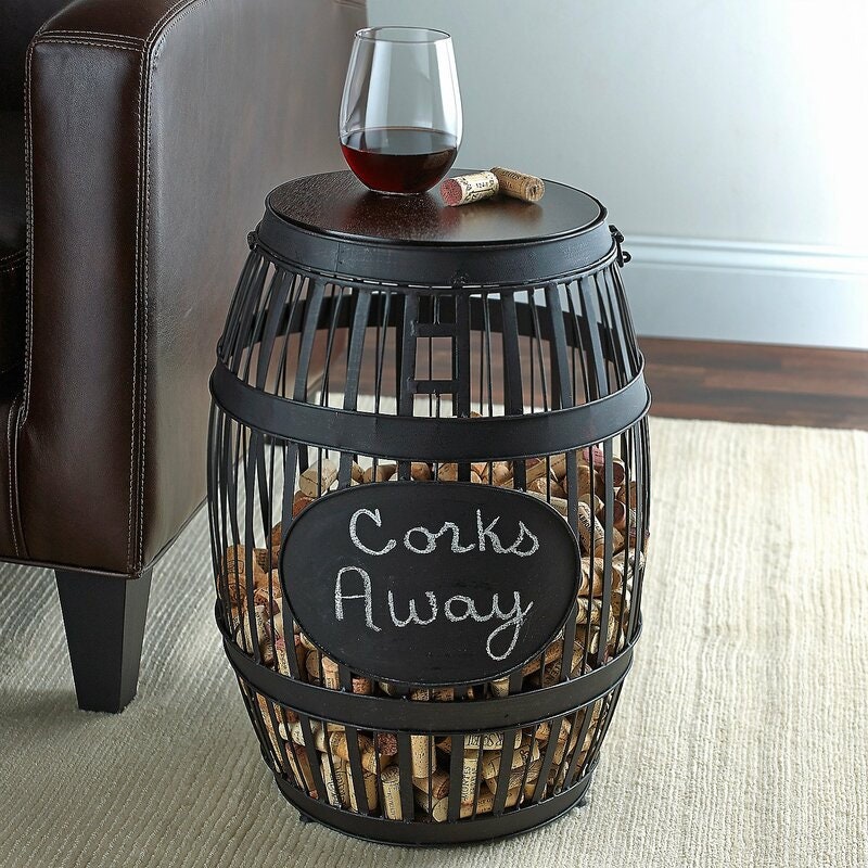 Drum End Table The Vintage Design Metal Hinged Wooden Top That Opens so you Can Easily Toss your Cherished Corks Inside